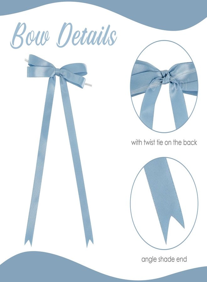 AIMUDI Dusty Blue Bows 5 × 10" Satin Bows for Gift Wrapping Twist Tie Bows Premade Ribbon Bows for Bouquets Invitations Baskets Crafts Wreaths Wedding Birthday Baby Shower Party Decorations, 36 PCs - Image 4